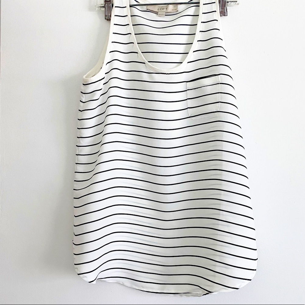 LOFT white/black stripe tank
